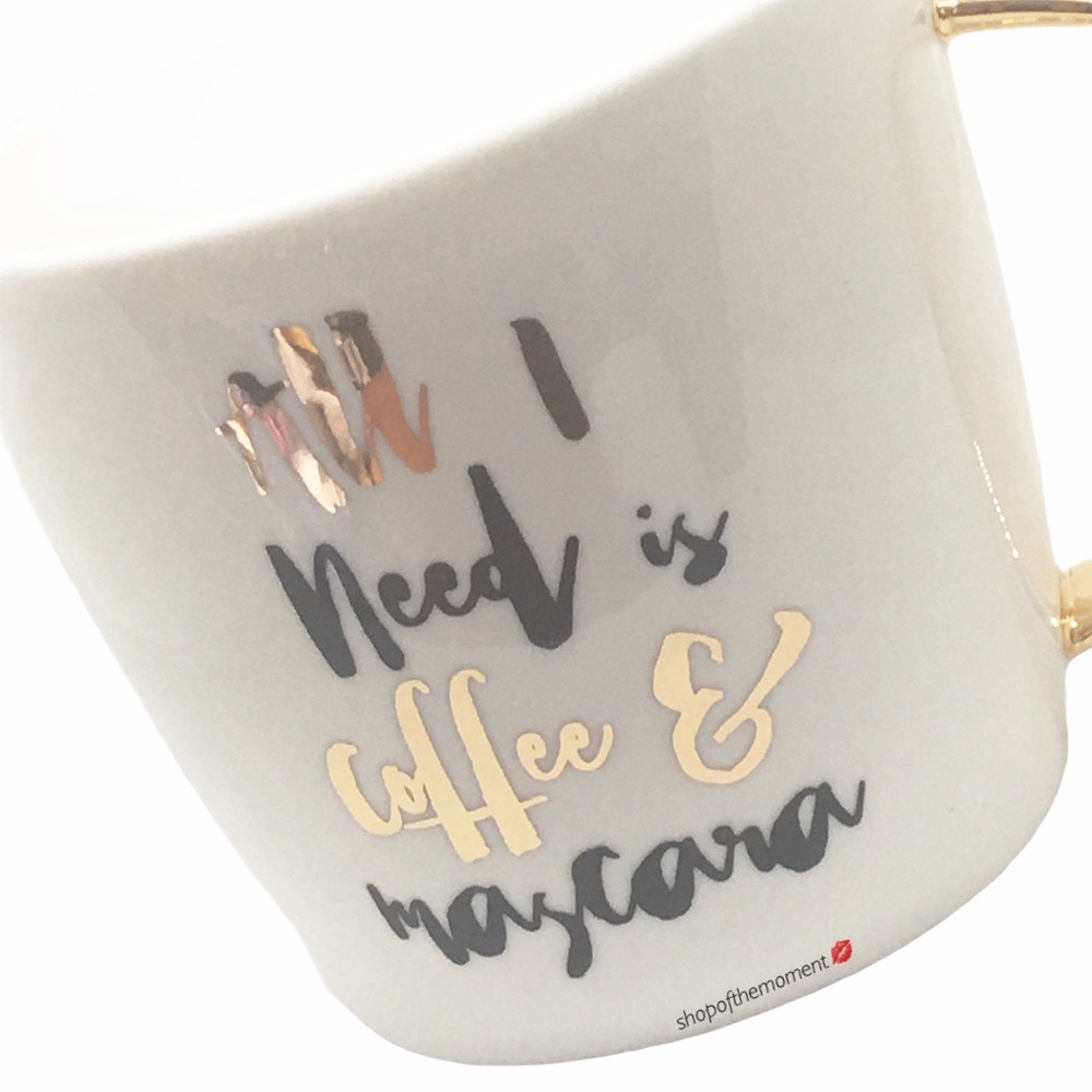 new Posh All I Need is Coffee  + Mascara Mug ✶ with Black + Gold Foil Graphics ✶ - Picture 7 of 11